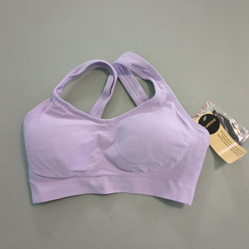 TRUEKIND WOMEN'S DAILY COMFORT WIREFREE SPORTS BRA purple small new
